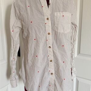 Marine Layer White and Red Heart Blouse